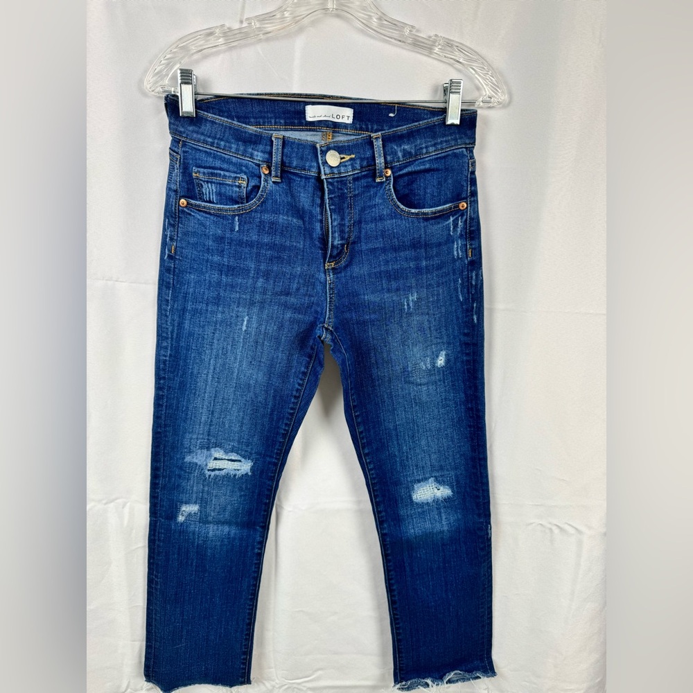 Ann Taylor Loft medium Blue Distressed cropped ankle Jeans